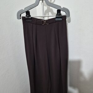 H&M Dark Burh High-Waist Tailored Pants with Belt Detail
